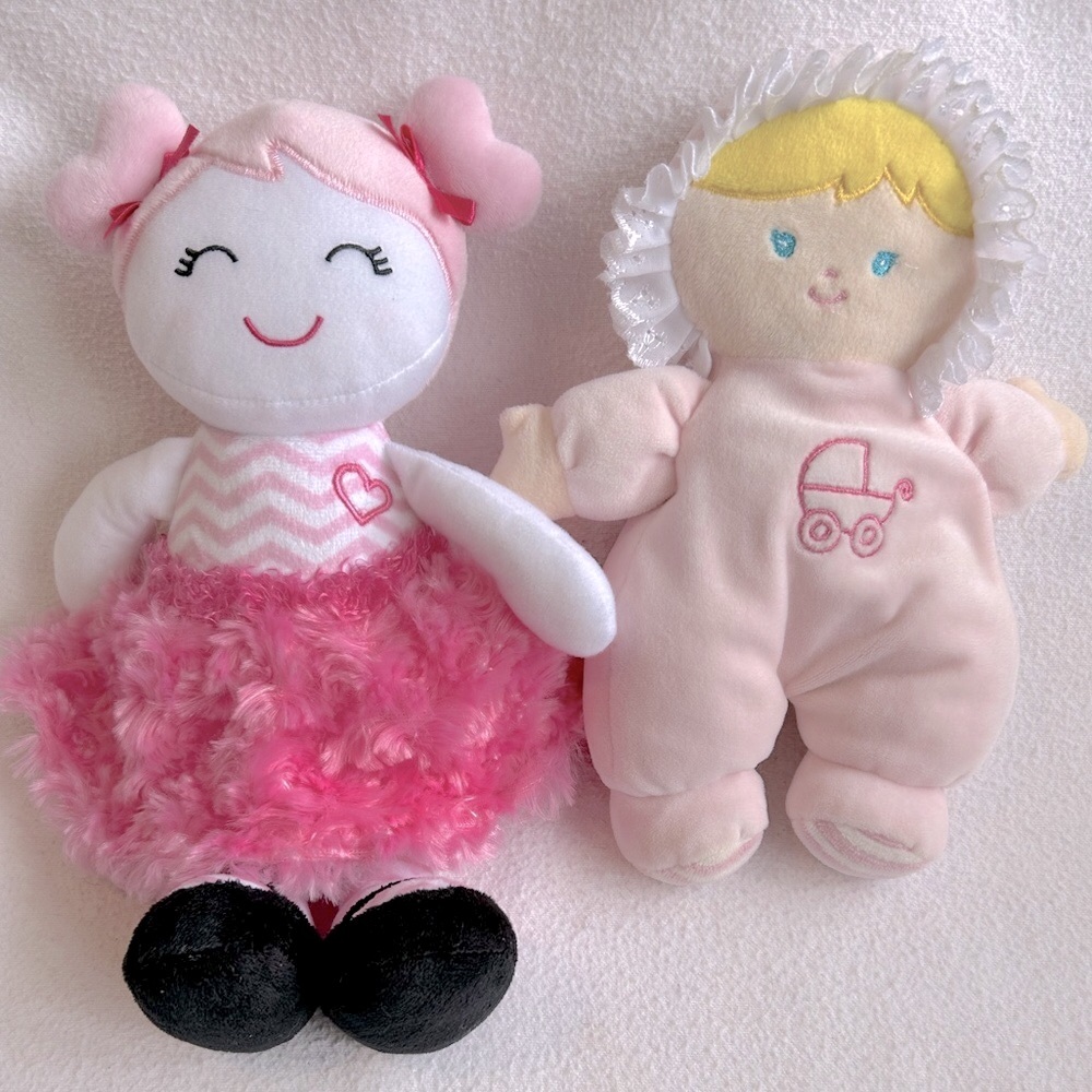 2 First Snuggle Buddy Baby Dolls: 1 Baby Starters and 1 Unbranded Rattle Doll